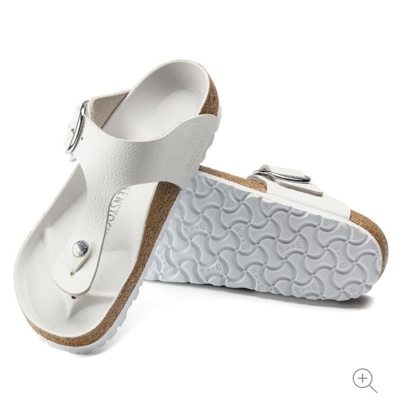 Birkenstock Shoes - 𝅺Birkenstock Gizeh Big Buckle White Leather Sandals Size 38